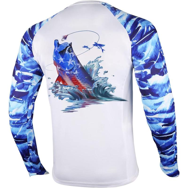 Fishing Shirt for Men Long Sleeve Sun Protection UV UPF 50+ T-Shirts with Pocket