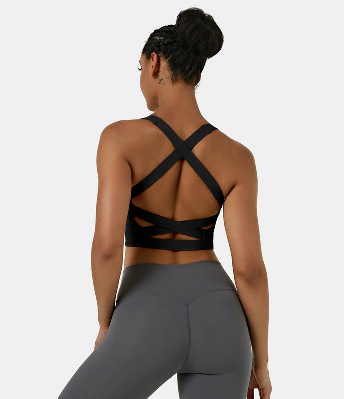 Halara Softlyzero️ Airy Square Neck Backless Crisscross Cropped Cool Touch Yoga Tank Top