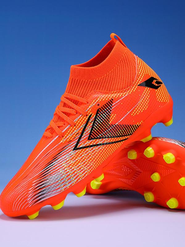 Sporty Men's All Over Print High-Top Lace-Up Football Boots, Breathable Non-Slip Spiked Football Shoes, Professional Soccer Shoes for Outdoor Training