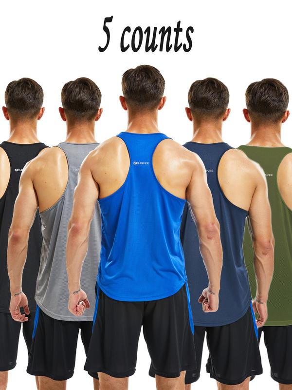 Men's Letter Print Round Neck Sports Tank Top, Loose Sporty Breathable Quick Drying Racerback Tank Top, Tank Tops for Men, Back To School Mens Clothing, Gym Clothes