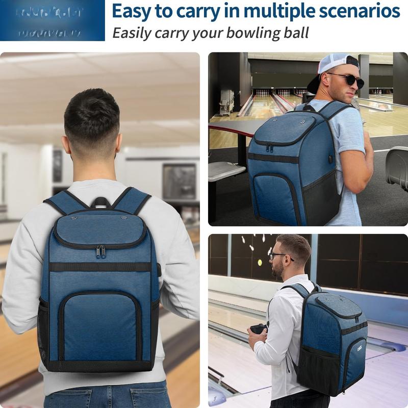Bowling Backpack, Single Bowling Ball Bag with Shoe Bag Up to Size 16, Bowling Accessories Gifts for Bowling Lovers,Bowling Bag with Padded Ball Holder