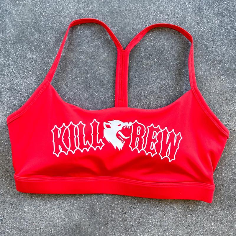 [Kill Crew] Classic Sports Bra - Red   White, Womens, Gymwear, Comfortable