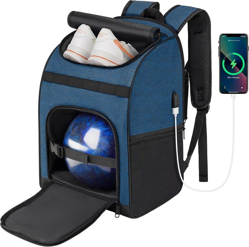 Bowling Backpack, Single Bowling Ball Bag with Shoe Bag Up to Size 16, Bowling Accessories Gifts for Bowling Lovers,Bowling Bag with Padded Ball Holder