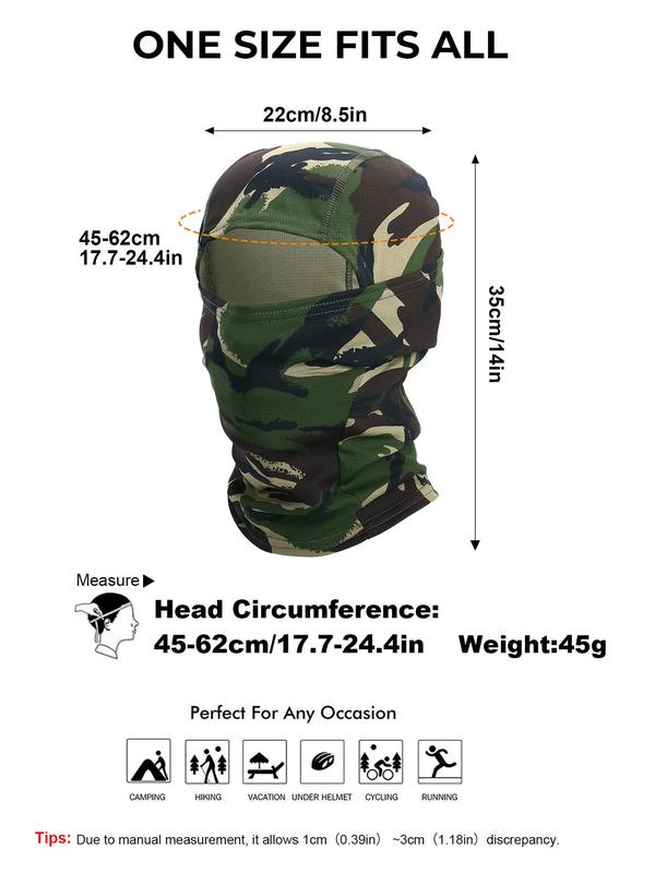 Camouflage Balaclava Sports Full Face Mask Outdoor Hiking Camping Bicycle Windproof Hood Cap Neck Cover Motorcyle Helmet Liner Scarf Men Women