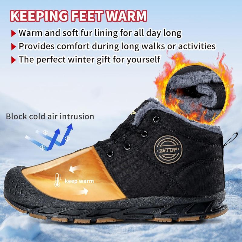 Mens Winter Snow Boots Trekking Snow Boots, Winter Boots for Men Waterproof Fur Lined Warm Winter Boots Men Lace up Snow Ankle Shoes Outdoor Anti-Slip Lightweight Hiking Boot