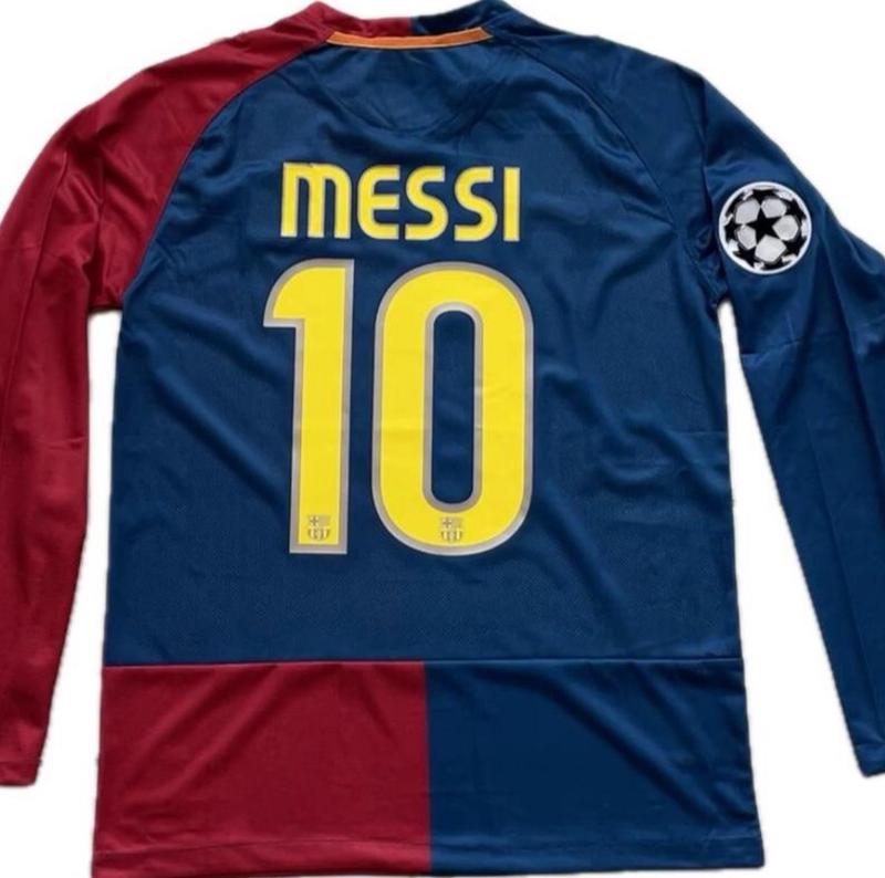 Messi 10 FC Barcelona 2009 FINAL ROMA Champions League Long Sleeve Football Soccer Jersey Champions League Breathable Comfortable