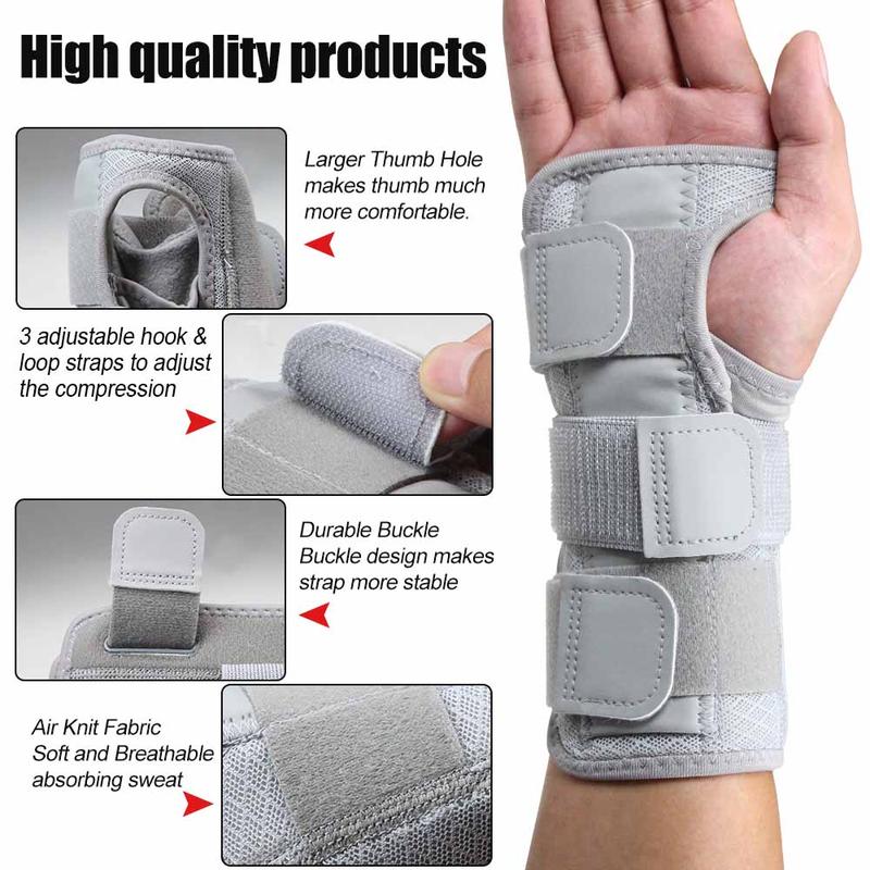 Adjustable Wrist Brace, 1 Count Wrist Support Brace with Splints, Hand Support for Men Women Wrist Sprain, Sports, Fitness