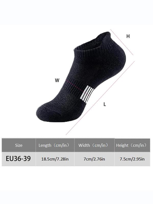 Women's Striped Print Sports Socks, Sporty Breathable Comfortable Ankle Socks, Multipack Knit Socks for Women, Athletic Socks for Daily Wear