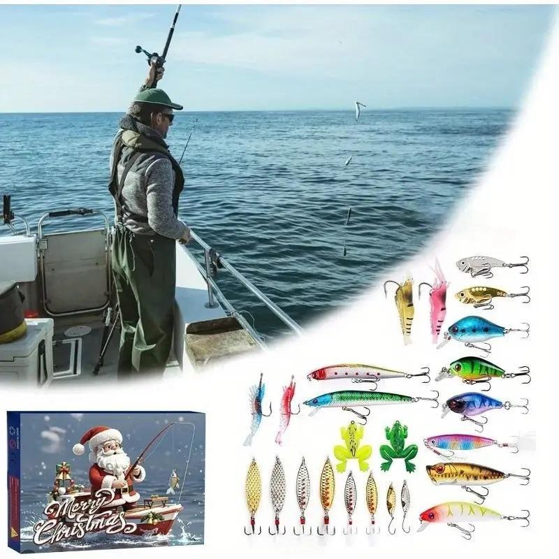 Fishing Lure Blind Box, 1 Set 24 Days Countdown Fishing Lure Advent Calendar, Fishing Gift, Fishing Supplies, Party Gifts