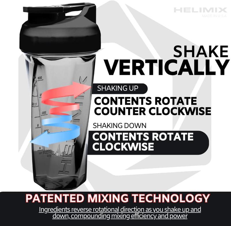 HELIMIX 2.0 Vortex Shaker Bottle 28oz - No Blending Ball or Whisk - USA Made - Dishwasher safe (Top Rack)