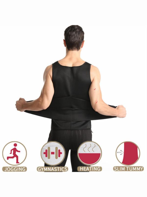 Men's Solid Round Neck Zipper Sauna Tank Top, Breathable Comfortable Sports Tank Top for Workout Gym Exercise for Men, Workout Tops Fashion Men's Sportswear for All Seasons, Fall Outfits, Fallfreshness Clothes