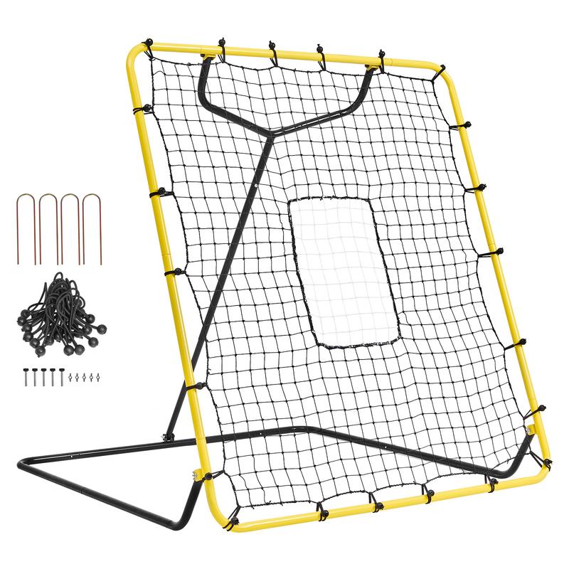 VEVOR Baseball And Softball Rebounder Net, 4 x 4.5 Feet PitchBack Baseball Nest for Pitching and Fielding Training, Pitch Return Trainer Rebound Net with Pitching Target, 4 Adjustable Angles