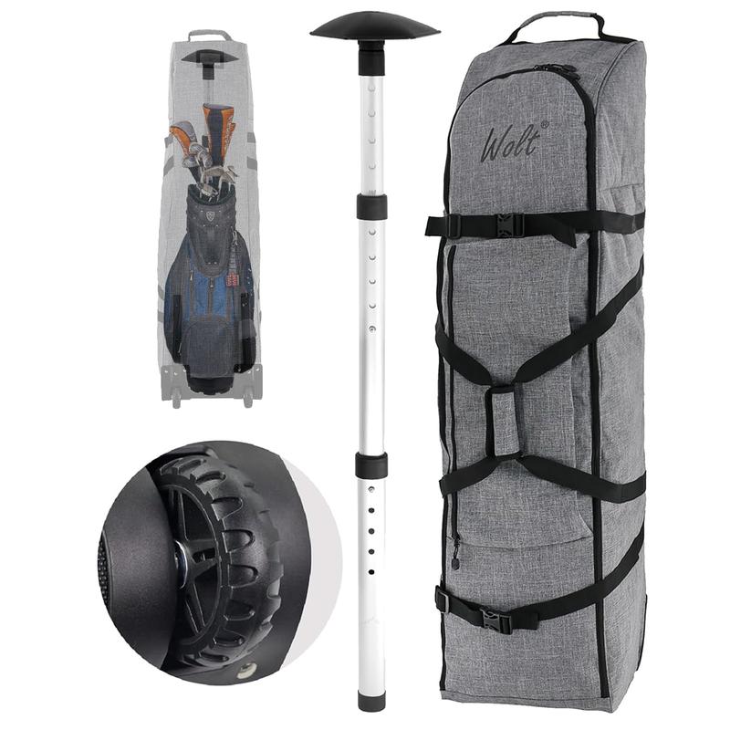 WOLT | Golf Travel Bag with Anti-Impact Support System - Soft Padded Golf Travel Case for Airlines, 900D Heavy Duty Oxford Fabric Golf Travel Cover with Wheels