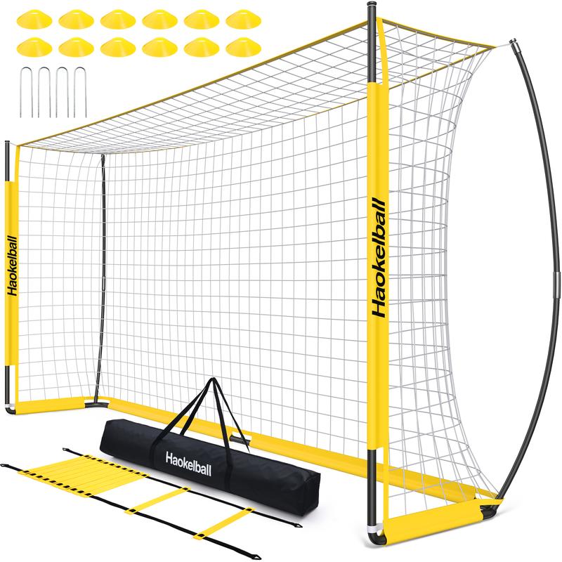 Haokelball Soccer Goal Full Size Soccer Goals for Backyard 12x6 ft Soccer Net for Teens Adults Quick Setup Upgraded Goal Posts and Carry Bag with Agility Ladder and 12 Soccer Cones