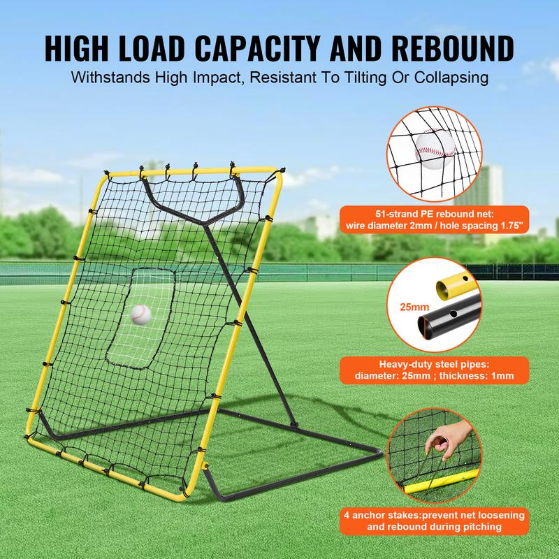 VEVOR Baseball And Softball Rebounder Net, 4 x 4.5 Feet PitchBack Baseball Nest for Pitching and Fielding Training, Pitch Return Trainer Rebound Net with Pitching Target, 4 Adjustable Angles