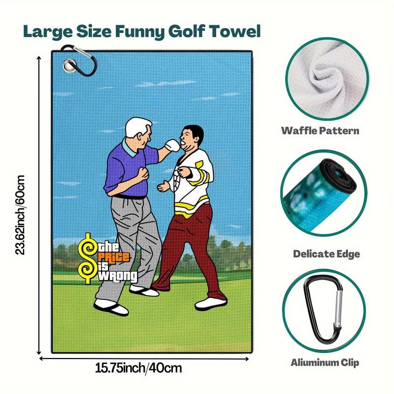 Funny Microfiber Premium Golf Towel, 1 Set Printed Golf Towels with Aliuminum Clip for Golf Bags for Men & Women, Great Golf Accessories for Men, Golf Accessories 2024