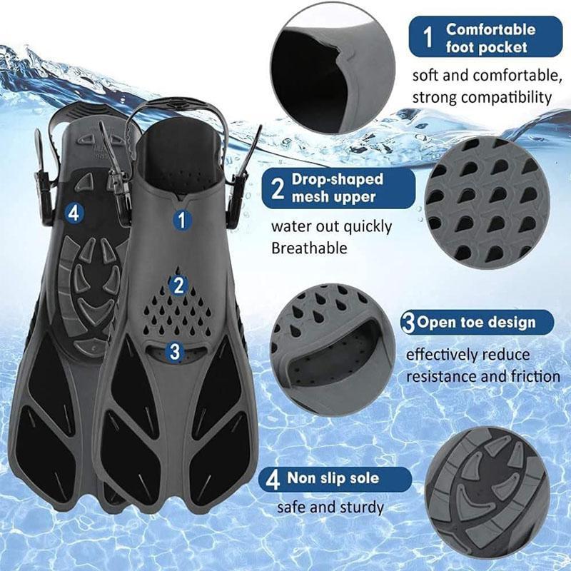 Diving Mask & Fins Set, Diving Gear for Men & Women, Snorkeling Gear, Anti-Fog System Design Swimming Gear, Water Sports Equipment