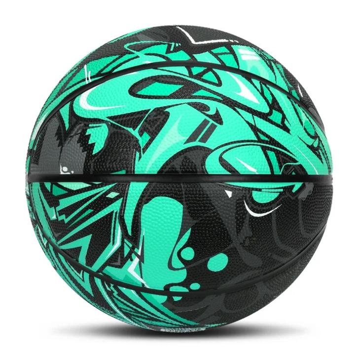 AND1 Enigma Indoor Outdoor Intermediate Premium Rubber Basketball, Teal and Black, 28.5 in