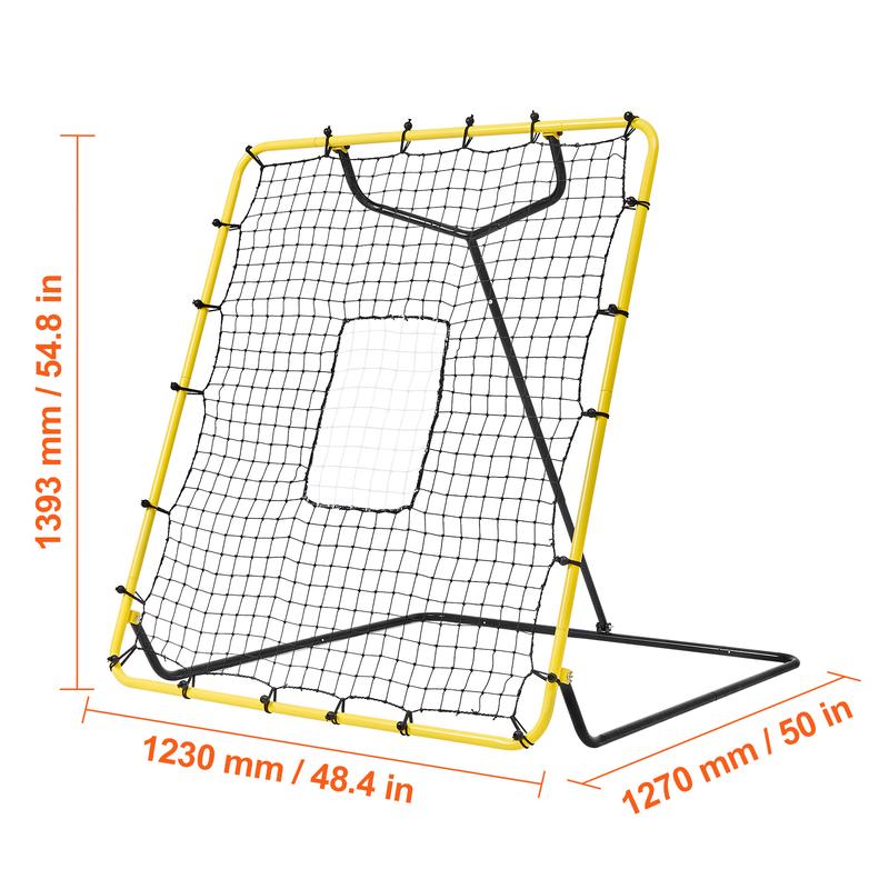 VEVOR Baseball And Softball Rebounder Net, 4 x 4.5 Feet PitchBack Baseball Nest for Pitching and Fielding Training, Pitch Return Trainer Rebound Net with Pitching Target, 4 Adjustable Angles