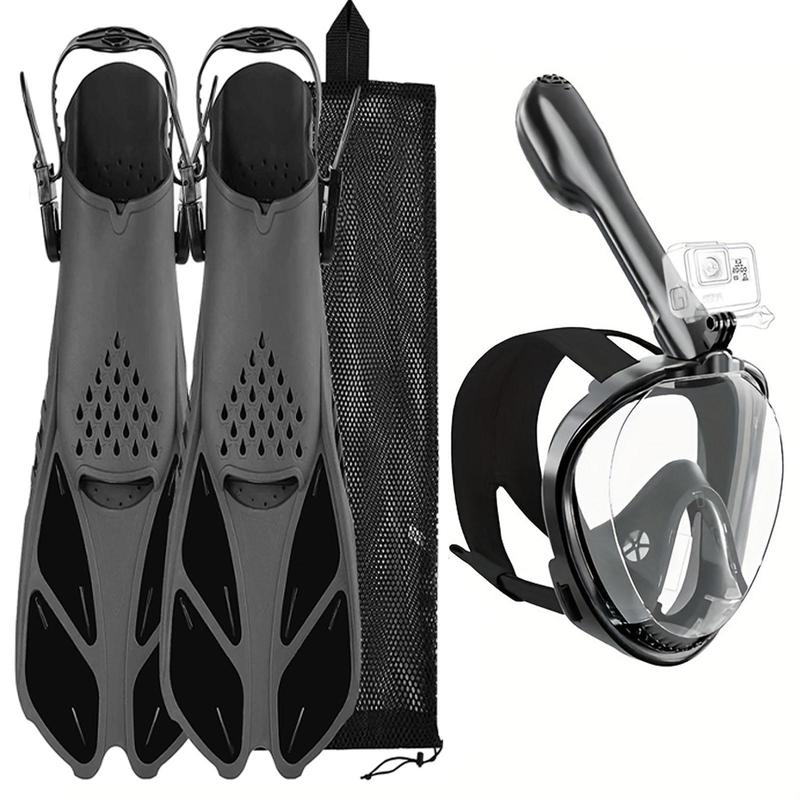 Diving Mask & Fins Set, Diving Gear for Men & Women, Snorkeling Gear, Anti-Fog System Design Swimming Gear, Water Sports Equipment