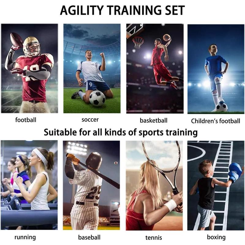 Speed Agility Training Set, Includes 1 Agility Ladder, 4 Steel Stakes, 1 Sports Headband,1 Jump Rope, 10 Disc Cones and Gym Carry Bag - Speed Training Equipment for Soccer Football Basketball