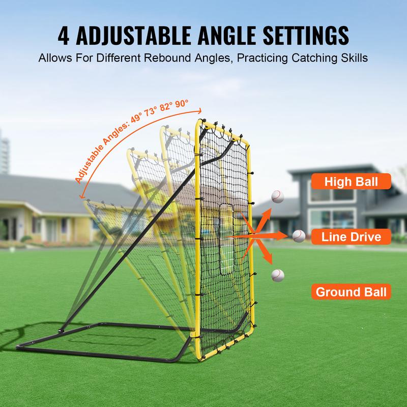 VEVOR Baseball And Softball Rebounder Net, 4 x 4.5 Feet PitchBack Baseball Nest for Pitching and Fielding Training, Pitch Return Trainer Rebound Net with Pitching Target, 4 Adjustable Angles