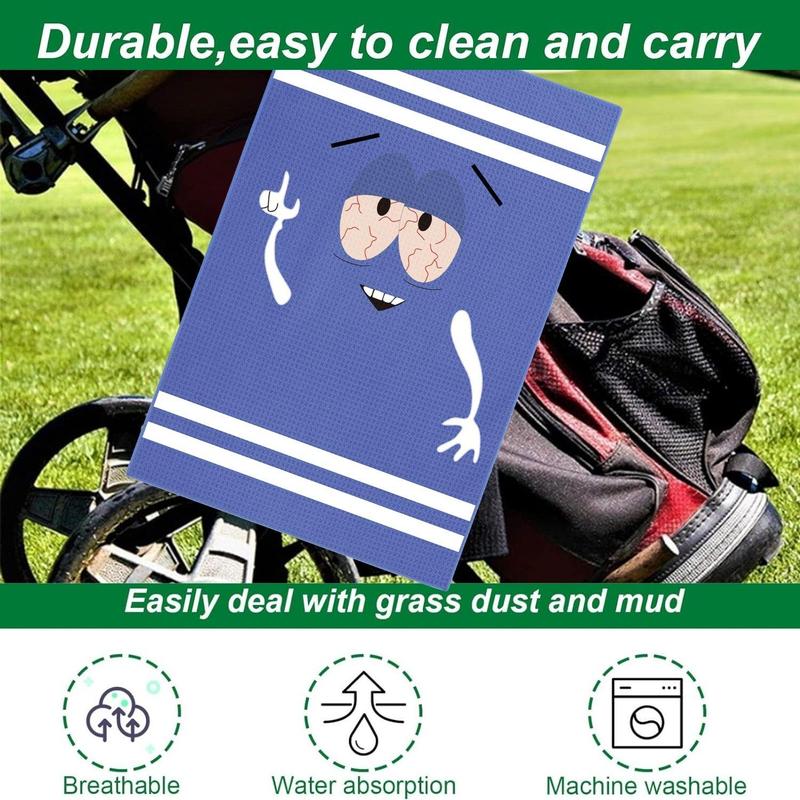 Cartoon Pattern Golf Towel, 1 Set Reversible Microfiber Golf Towel with Aliuminum Clip, Golf Accessories for Men & Women, Birthday Gift, Gym Accessories