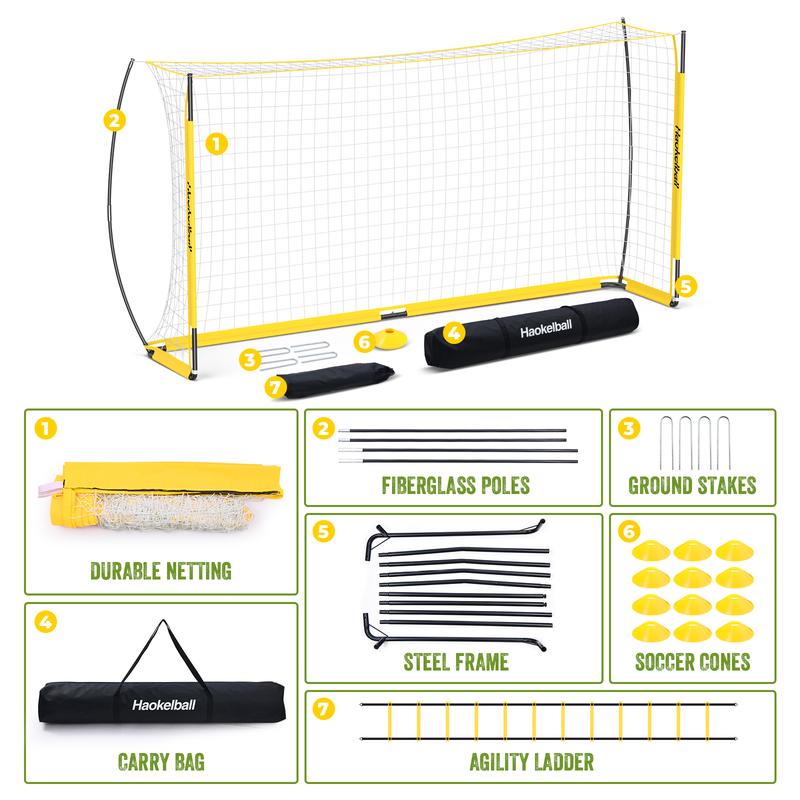 Haokelball Soccer Goal Full Size Soccer Goals for Backyard 12x6 ft Soccer Net for Teens Adults Quick Setup Upgraded Goal Posts and Carry Bag with Agility Ladder and 12 Soccer Cones