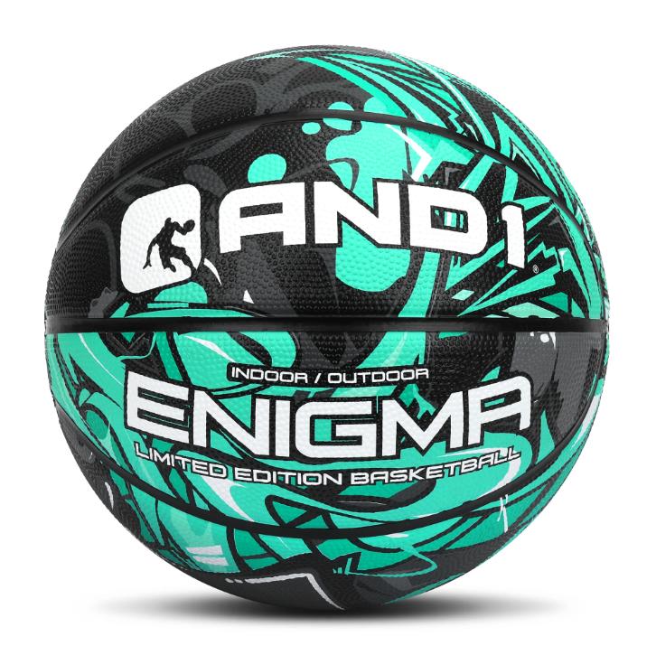 AND1 Enigma Indoor Outdoor Intermediate Premium Rubber Basketball, Teal and Black, 28.5 in