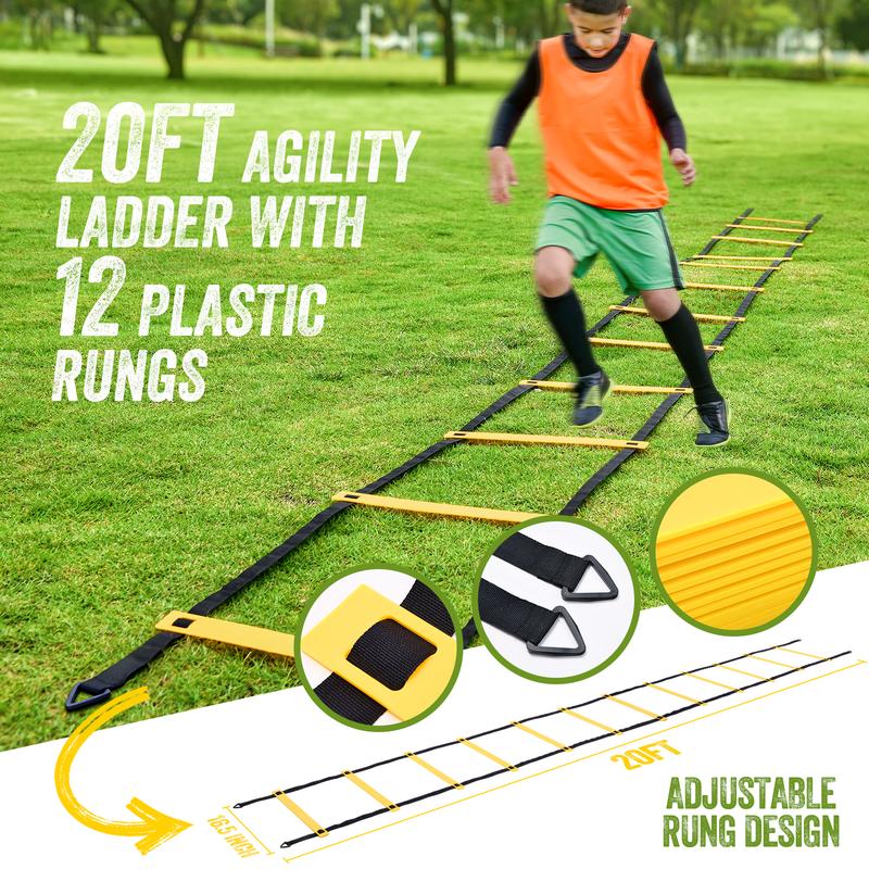 Haokelball Soccer Goal Full Size Soccer Goals for Backyard 12x6 ft Soccer Net for Teens Adults Quick Setup Upgraded Goal Posts and Carry Bag with Agility Ladder and 12 Soccer Cones