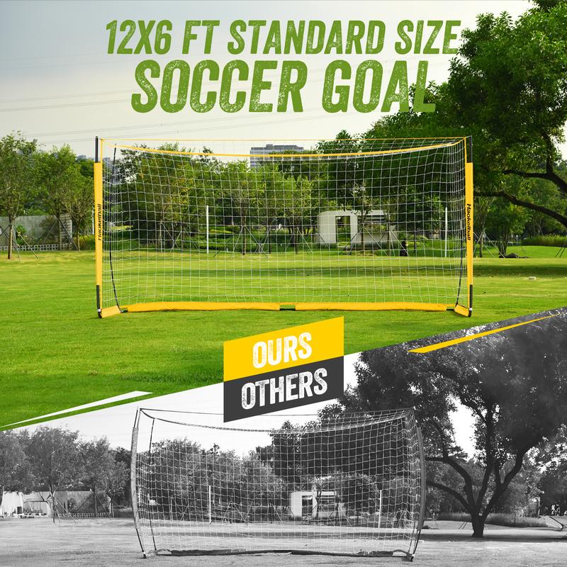 Haokelball Soccer Goal Full Size Soccer Goals for Backyard 12x6 ft Soccer Net for Teens Adults Quick Setup Upgraded Goal Posts and Carry Bag with Agility Ladder and 12 Soccer Cones