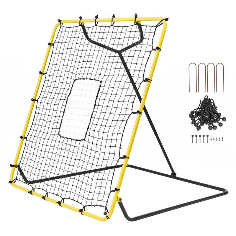 VEVOR Baseball And Softball Rebounder Net, 4 x 4.5 Feet PitchBack Baseball Nest for Pitching and Fielding Training, Pitch Return Trainer Rebound Net with Pitching Target, 4 Adjustable Angles