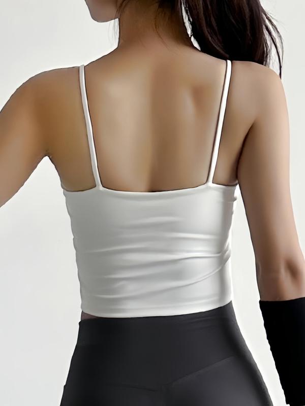 Women's Solid Backless Sports Vest, Casual Comfy Breathable Sports Cami Top for Yoga Gym Workout, Ladies Sportswear for All Seasons