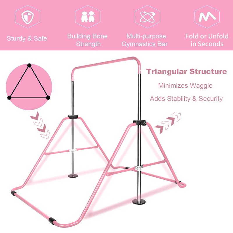 Multi-Functional Adjustable Height Children's Horizontal Gymnastic Bar With Bear Rings