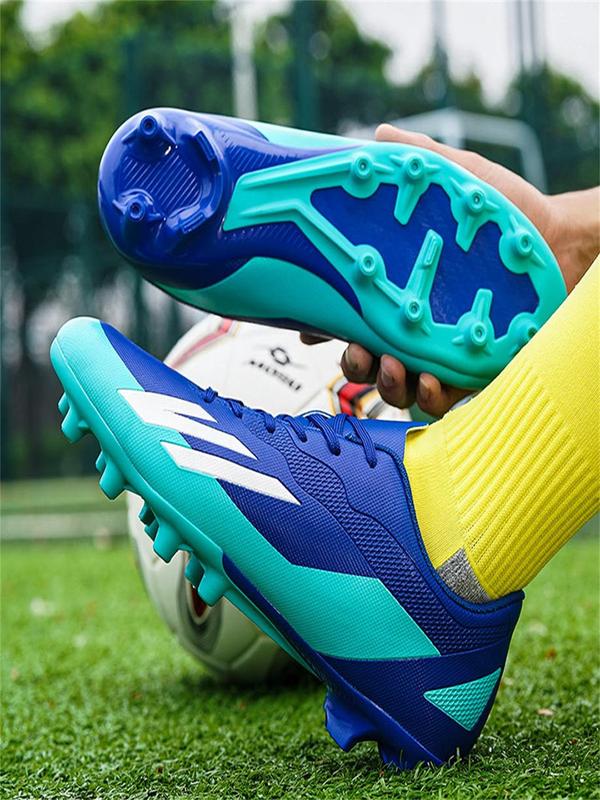Men's Colorblock Lace Up Soccer Shoes, Casual Comfortable Breathable High Top Football Shoes, Football Cleats for All Seasons