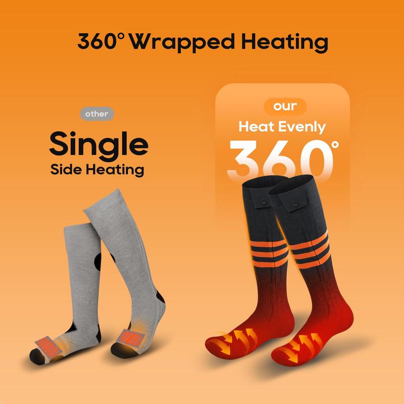 Rechargeable Heated Socks with 5000mAh*2 Batteries for Men and Women, Washable, APP Control Electric Winter Socks for Hiking