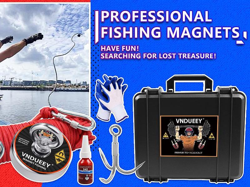 Fishing Magnet Kit with Rope, Fishing Magnets 700 LBS Pulling, Heavy Duty 65FT Rope, Gloves & Locking Carabiner,Threadlocker and Waterproof Carry Case - 2.95inch Diameter