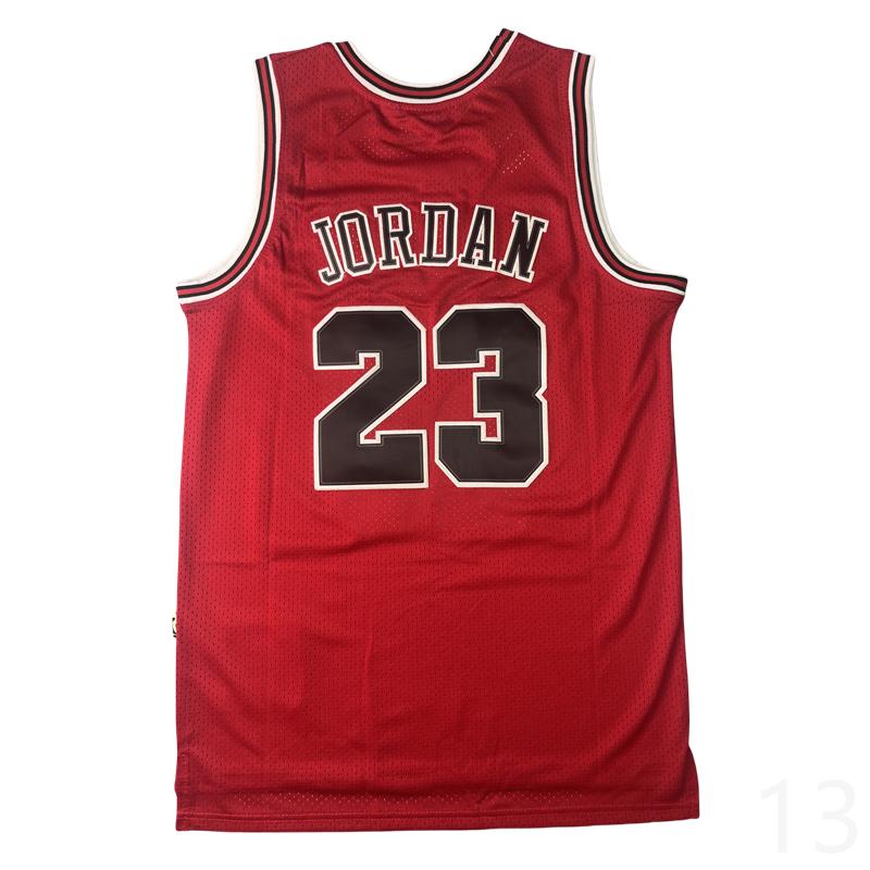 MJ Men's Sleeveless stitched Basketball Jersey Red