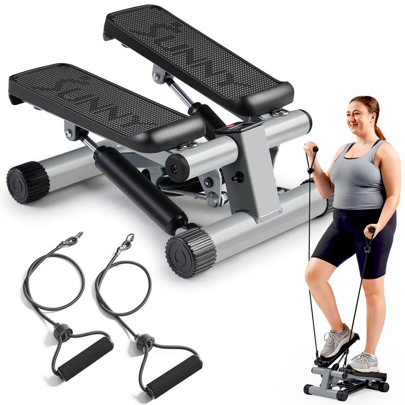 Mini Steppers for Exercise with Resistance Bands, Stair Stepper Machine for Home Exercise w  LCD Monitor, Compact & Space-Saving Workout Equipment for Fitness Mini Gym