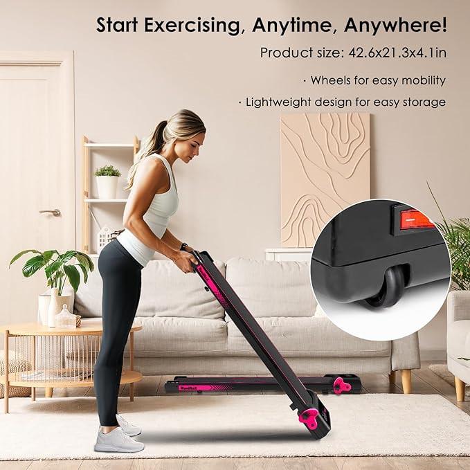 Walking Pad Treadmill with Incline and Lights, Under Desk Treadmill with Incline for Home Office, 3 in 1 Portable Treadmill with LED Display and APP