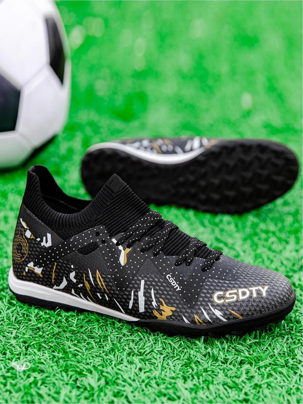 Men's Letter Pattern Lace Up Soccer Shoes, Breathable Comfortable High Top Football Shoes, Football Cleats for All Seasons