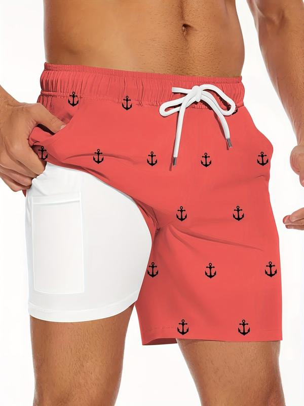 Mens Swim Trunks with Compression Liner Stretch Beach Shorts Quick Dry with Pockets Board Shorts