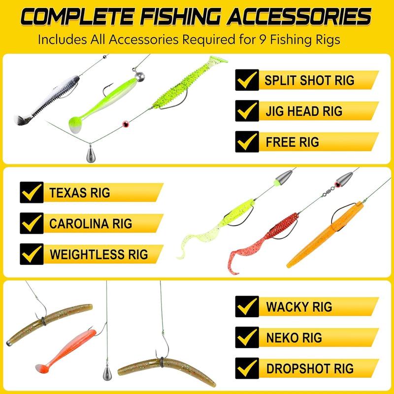 229 count Fishing Accessories Kit with Double-Side Fishing Tackle Box, Abundant Fishing Gear Include Fishing Hooks Jig  Fishing Weights Sinkers, Fishing Equipment for Trout Bass Crappie