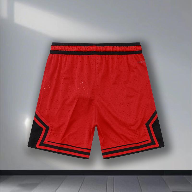 Men's Drawstring Waist Jor don Basketball Shorts Bright Red Summer Regular Casual Breathable Training Sports Shorts Daily Wear Pocket Loose Three-Point Pants