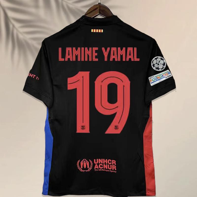 24-25 Season Barcelona Away Soccer jersey Men's Sports T-Shirt Yamal and No.10 MessiJersey Customized Name and Number Pro Soccer croatia  jersey