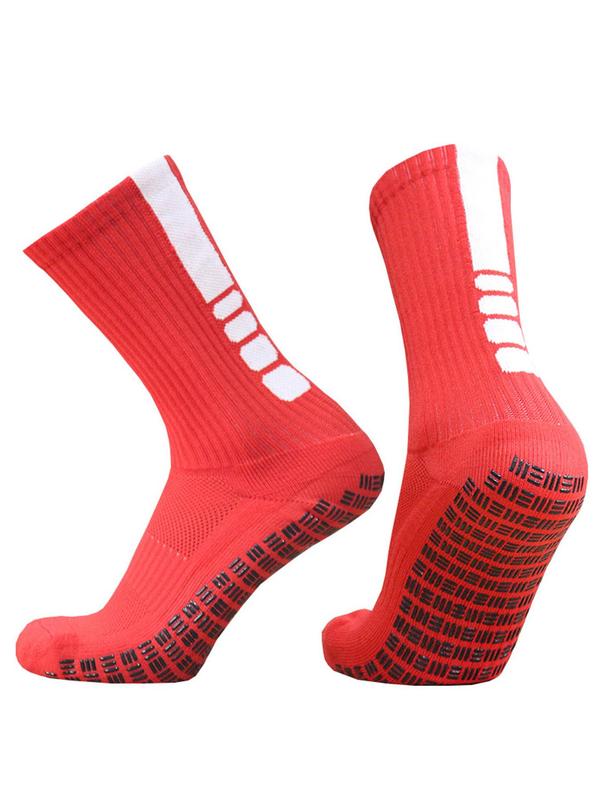 Unisex Professional Colorblock Print Non-skid Training Athletic Socks, Mesh Breathable Athletic Socks, Non-slip Soccer Grip Socks for Men & Women for Athletes