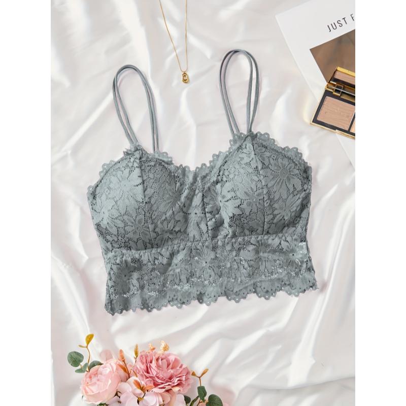 Sexy Floral Lace Cami Bra - Everyday Bras with Push-Up Support, Comfortable Wireless Design, Soft Lingerie for Women, Perfect Underwear for Daily Wear