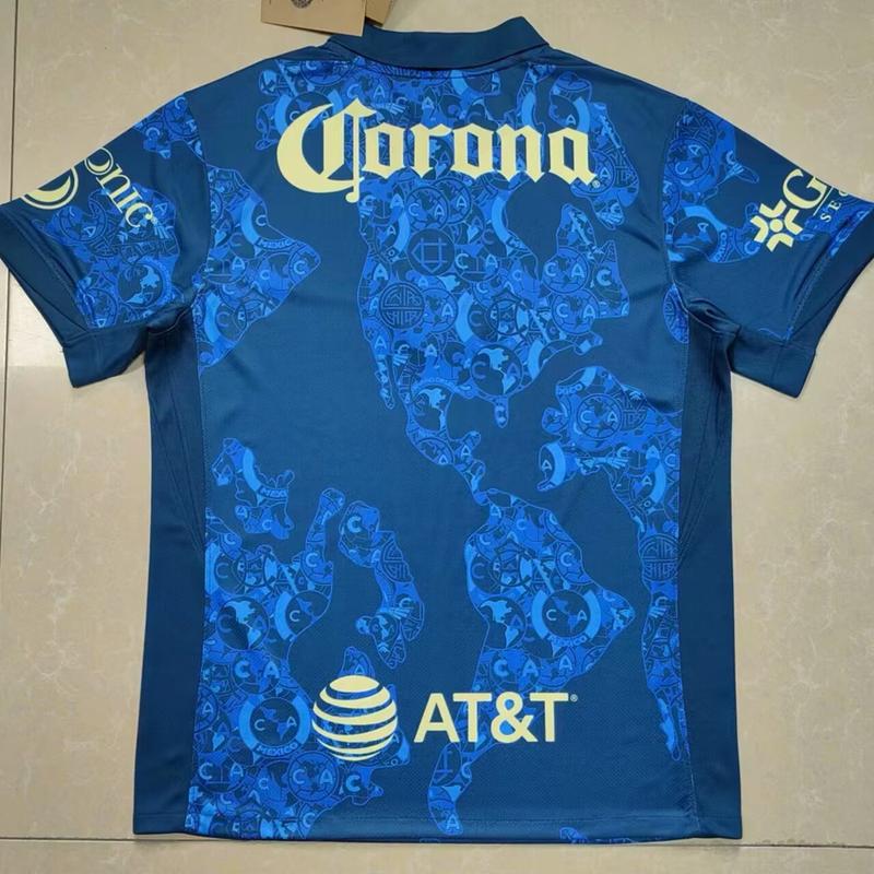 Club América Soccer Jersey Away Blue 24 25 Liga MX D.VALDÉS A.ZENDEJAS K.ÁLVAREZ HENRY FIDALGO Football Shirts Men's Fan Version S-4XL