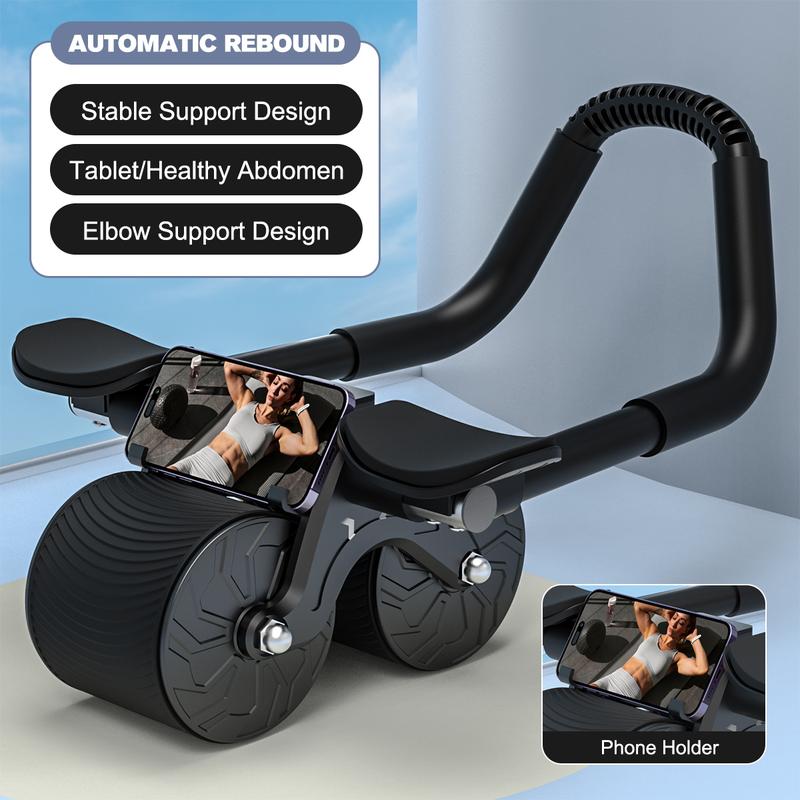 Abdominal Exercise Machine Ab Roller Wheel with Elbow Support Automatic Rebound Abdominal Wheel Abs Workout Equipment Ab Wheel Roller for Core Workout