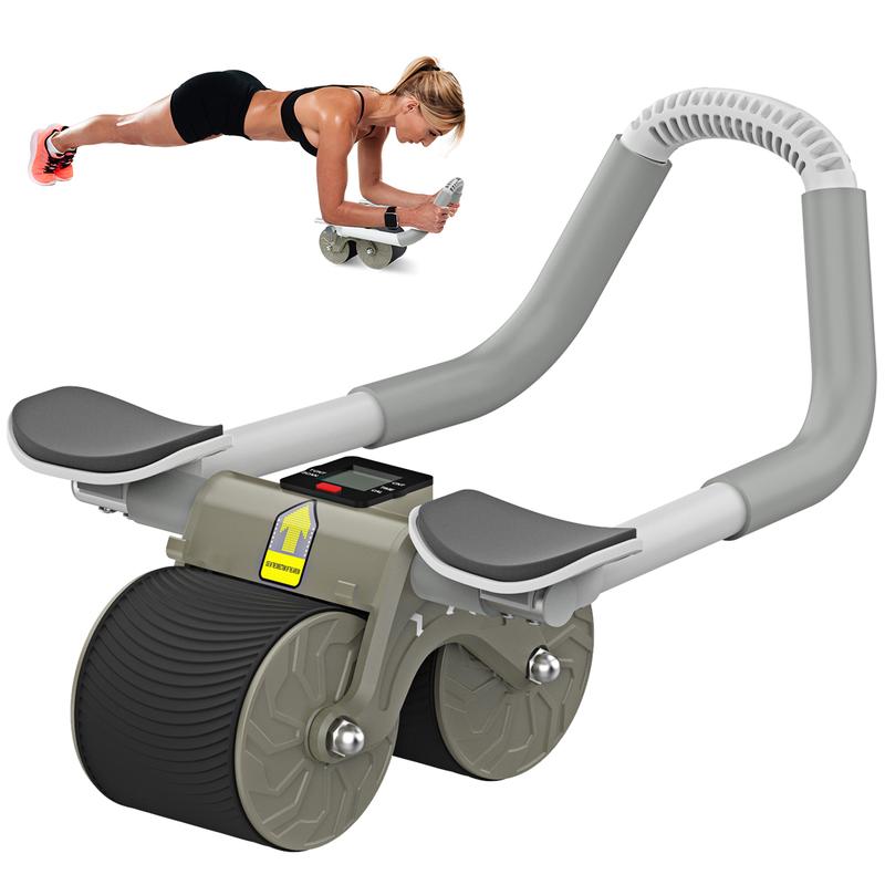 Abdominal Exercise Machine Ab Roller Wheel with Elbow Support Automatic Rebound Abdominal Wheel Abs Workout Equipment Ab Wheel Roller for Core Workout